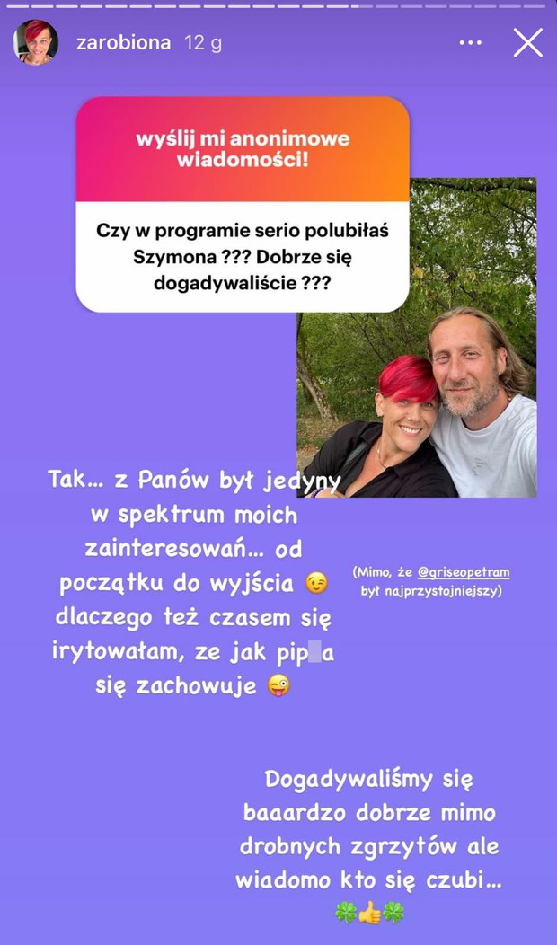 Monika z Moja mama i twój tata szczerze o Szymonie