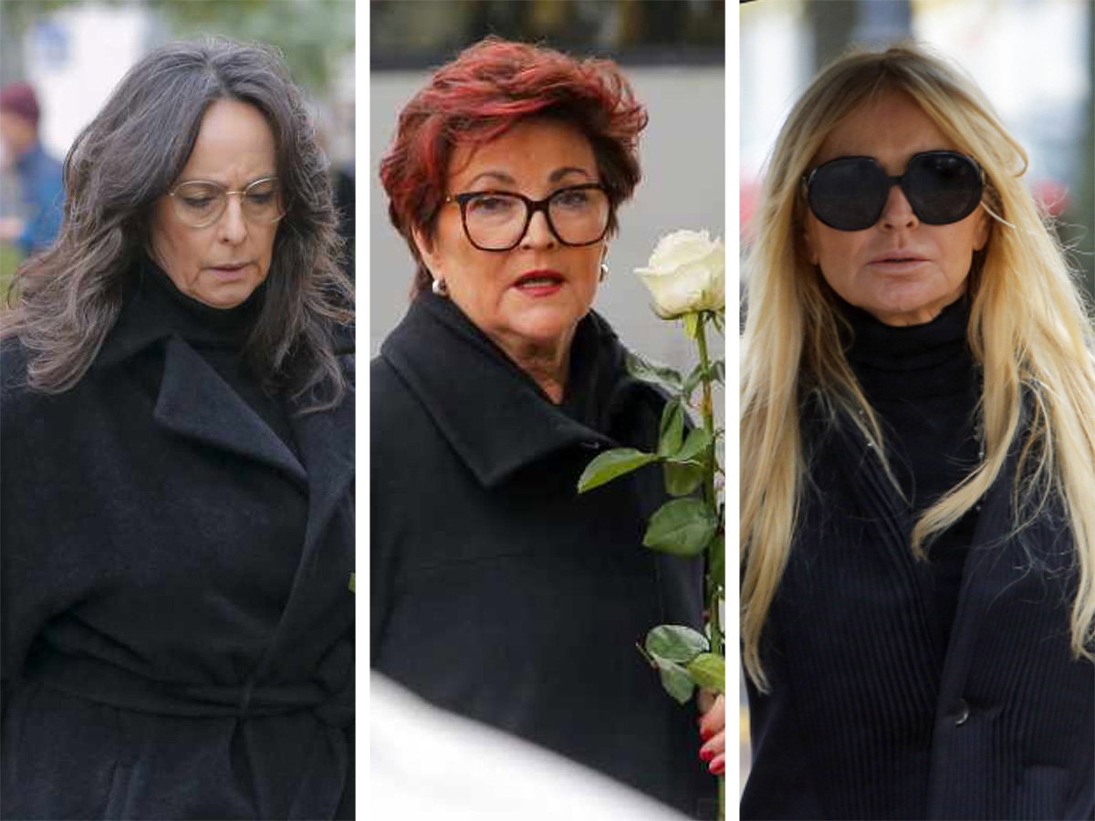 Anna Korcz, Monika Olejnik, Jolanta Kwaśniewska na pogrzebie Janusza Olejniczaka