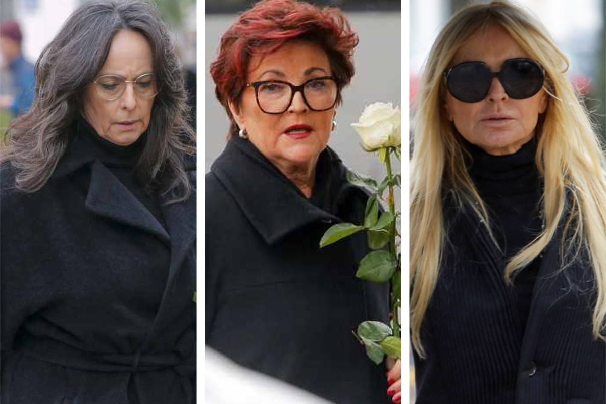 Anna Korcz, Monika Olejnik, Jolanta Kwaśniewska na pogrzebie Janusza Olejniczaka