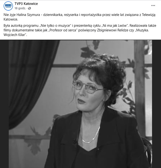 Nie żyje Halina Szymura