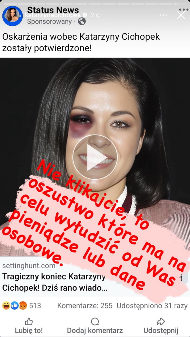 Kasia Cichopek interweniuje ws. oszustwa