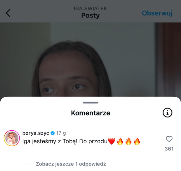 Borys Szyc spiera Igę Świątek