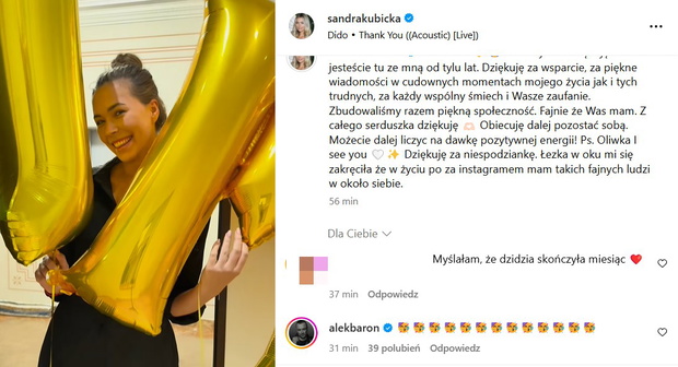 Baron składa gratulacje Sandrze Kubickiej