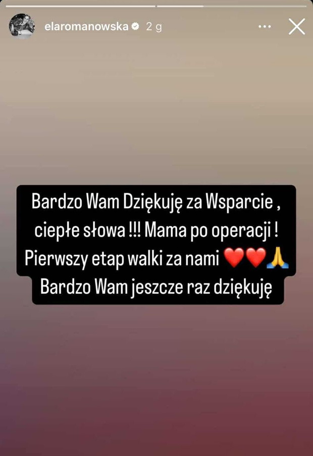 Elżbieta Romanowska dziękuje fanom za wsparcie