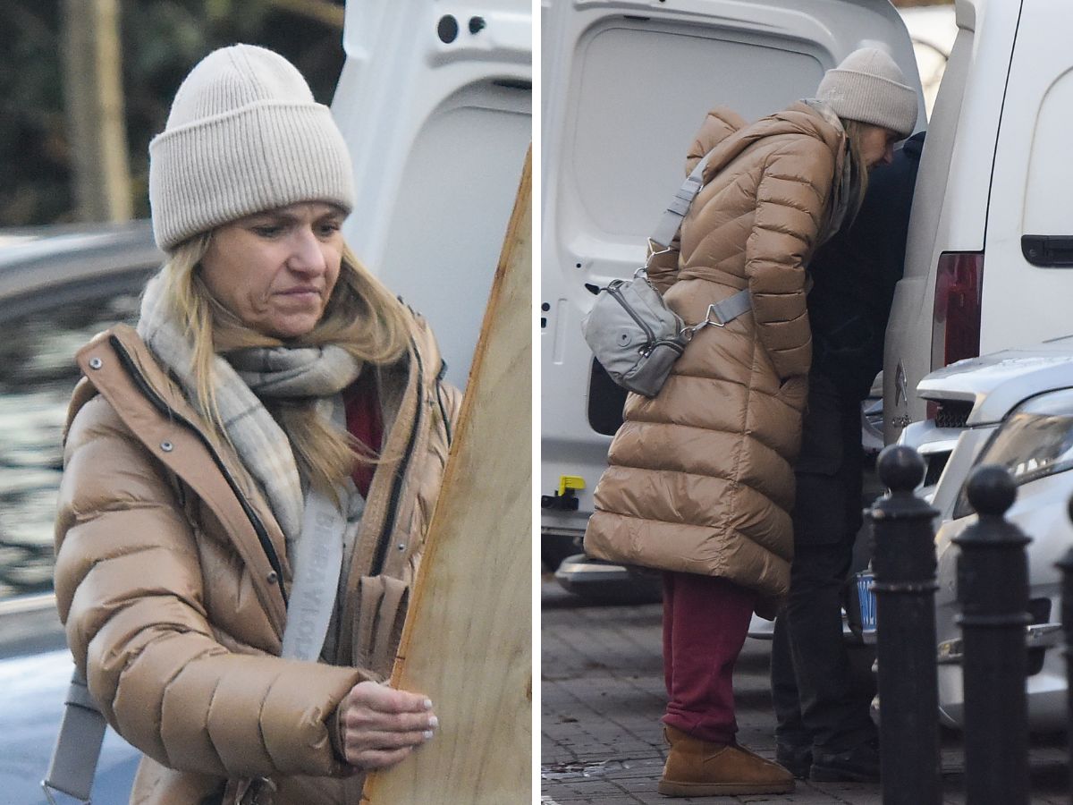 Joanna Koroniewska bez makijażu kupuje deski na ulicy