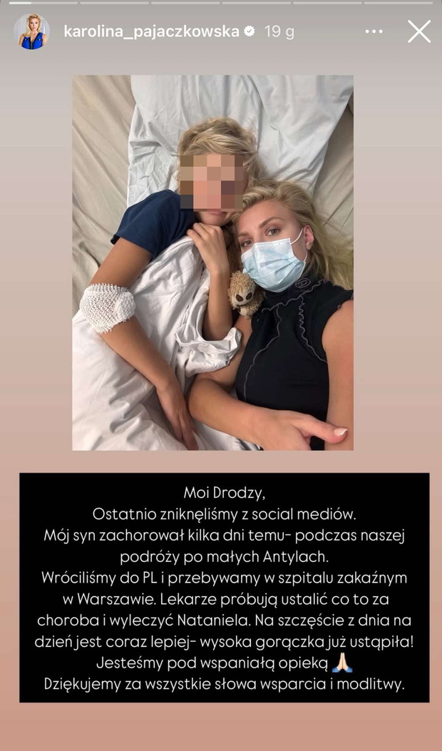 Syn Karoliny Pajączkowskiej wylądował w szpitalu.