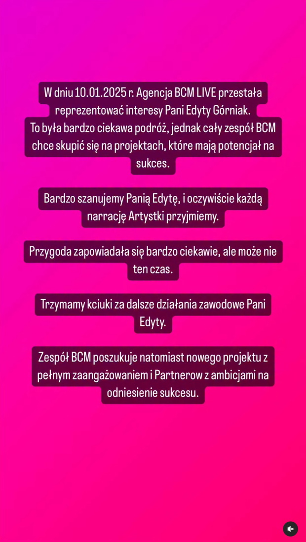 Koniec współpracy z Edytą Górniak