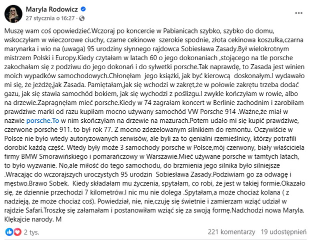 Maryla Rodowicz wydała komunikat