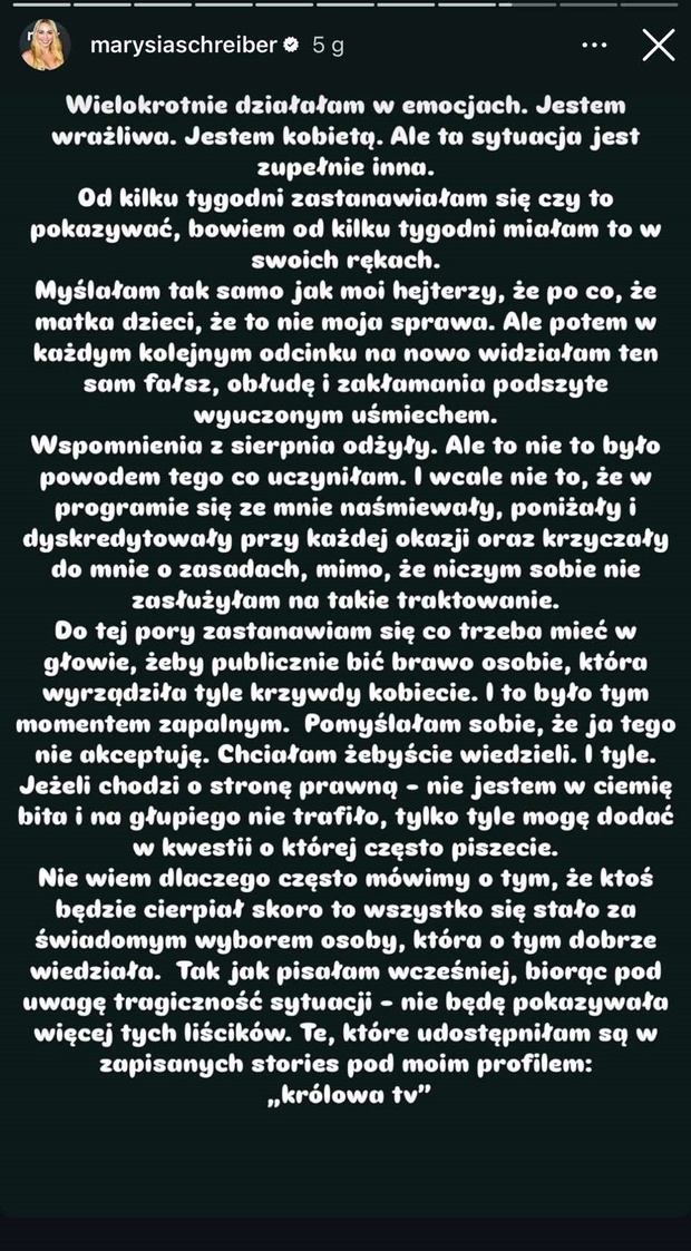 Oświadczenie Marianny Schreiber