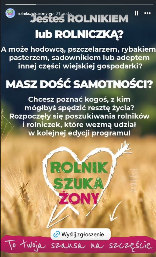 Zgłoszenia do Rolnik szuka żony
