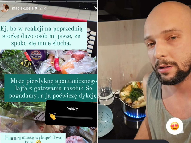 Maciej Pela gotuje rosół na Instagramowym live