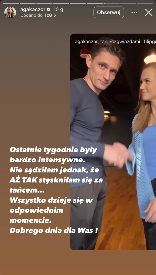 Agnieszka Kaczorowska na nagraniu z Filipem Gurłaczem