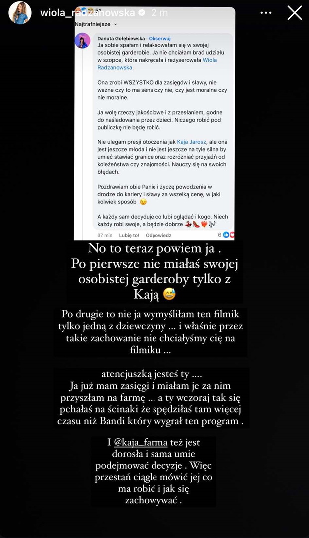 Wiola odpowiada na zarzuty Danki