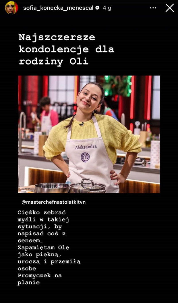 Sofia Konecka żegna Olę z Masterchef Nastolatki