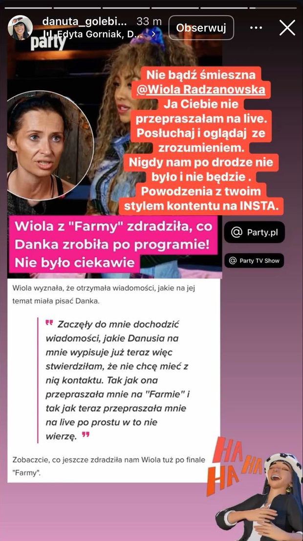 Danka z Farmy odpowiada na zarzuty Wioli