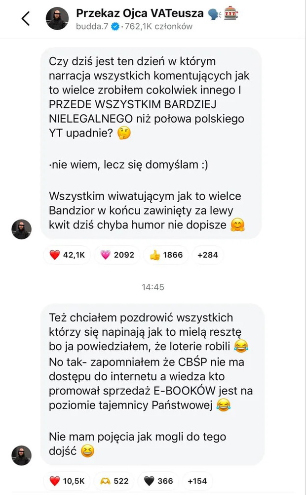 Influencerzy zatrzymani. Budda zabiera głos