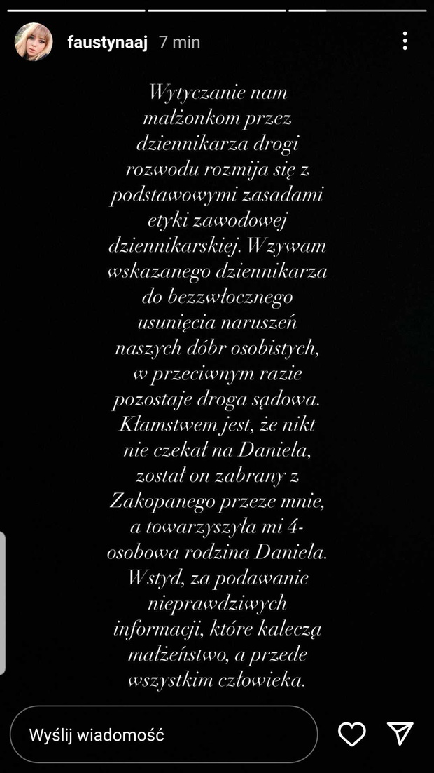 Oświadczenie żony Daniela Martyniuka