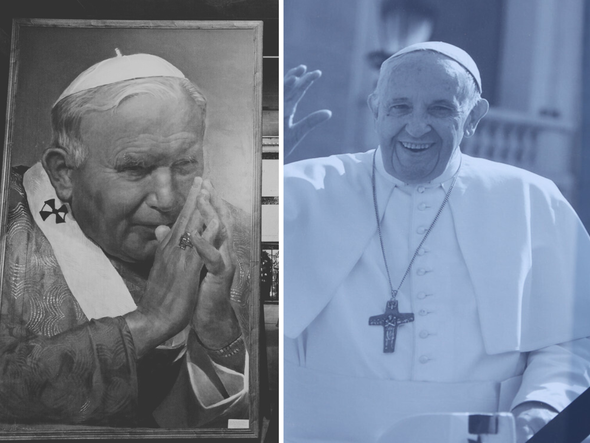Papież Jan Paweł II i papież Franciszek