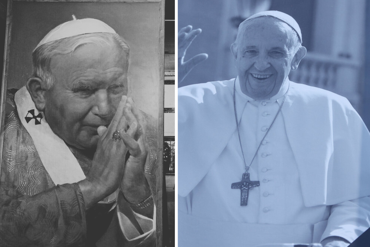 Papież Jan Paweł II i papież Franciszek