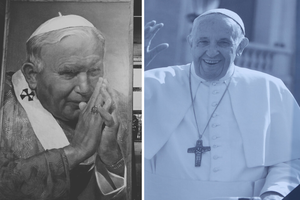 Papież Jan Paweł II i papież Franciszek