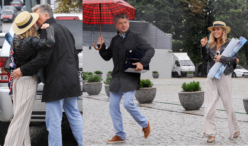 Janusz Józefowicz całuje Nataszę Urbańską na parkingu