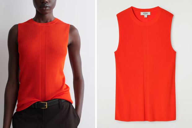Pomarańczowy top na ramiona z H&amp;M za 300 złotych