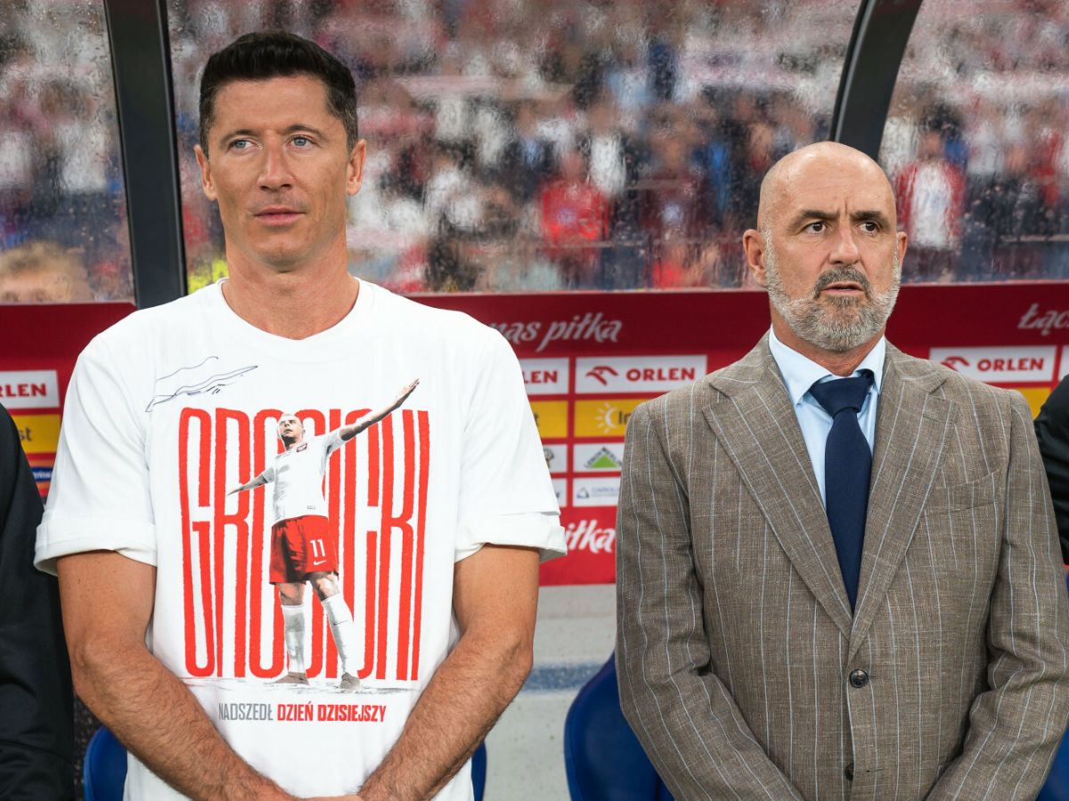 Robert Lewandowski i trener Michał Probierz