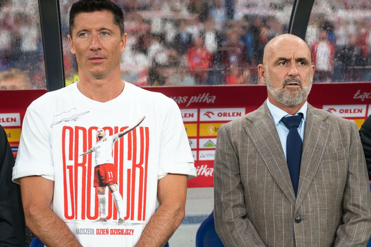 Robert Lewandowski i trener Michał Probierz
