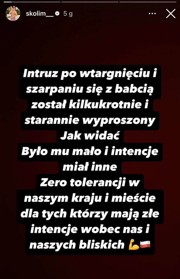 Psychofan wtargnął do domu Skolima