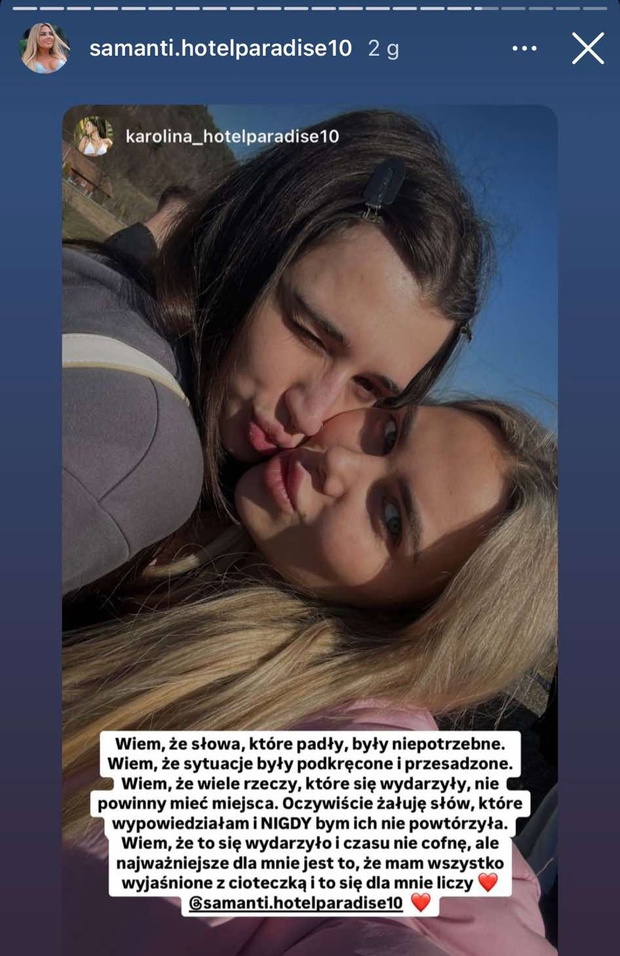 Karolina z Hotel Paradise tłumaczy się ze swojego zachowania wobec Samanti
