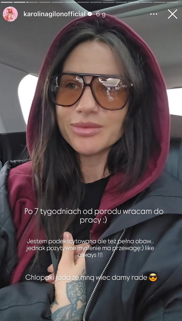 Karolina Gilon wraca do pracy po porodzie