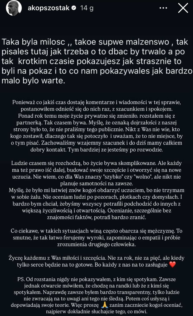Oświadczenie Akopa Szostaka