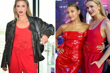 Maffashion w czerwonych spodniach dresowych