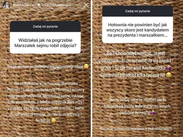 Blanka Lipińska stanęła w obronie Szymona Hołowni