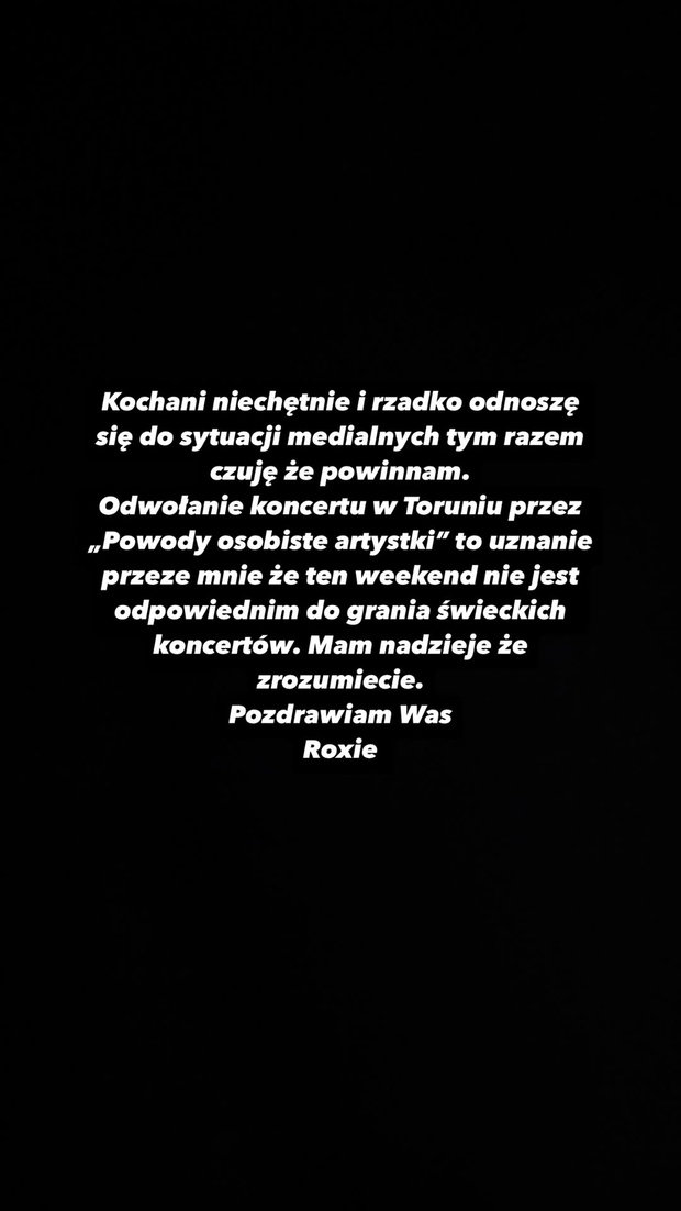 Roksana Węgiel przerwała nagle ciszę. Wydała oświadczenie