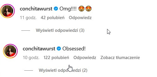 Conchita Wurst komentuje posty Justyny Steczkowskiej
