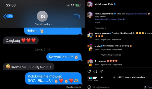 Szpak wysłała SMS-a do Steczkowskiej tuż po jej występie na Eurowizji