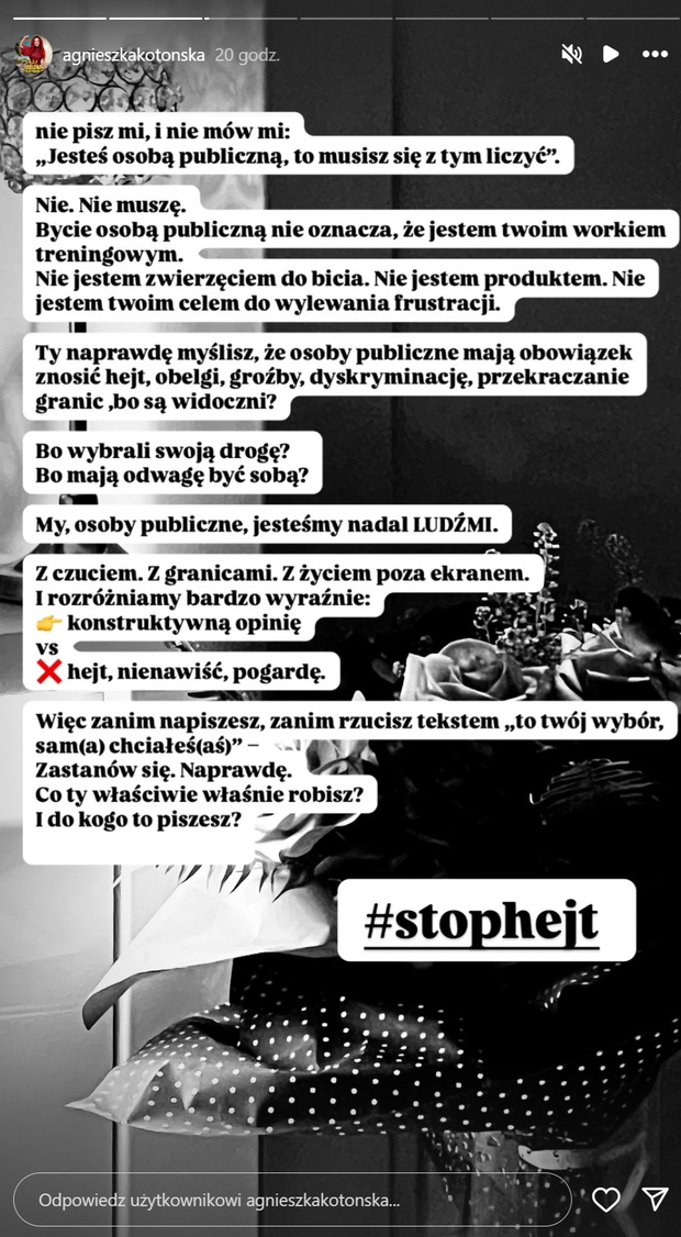 Agnieszka Kotońska o hejcie w sieci
