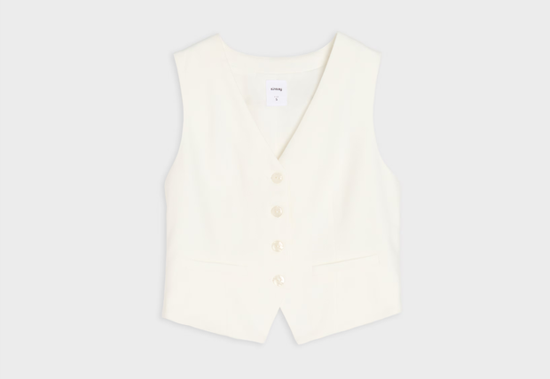 Kremowa garniturowa kamizelka z Sinsay za 49,99 złotych