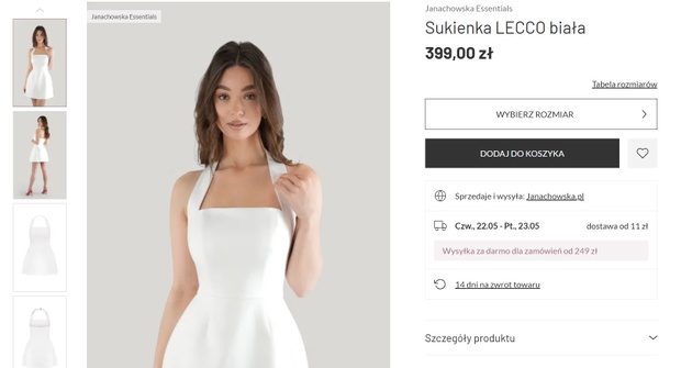Biała sukienka z butiku Izabeli Janachowskiej