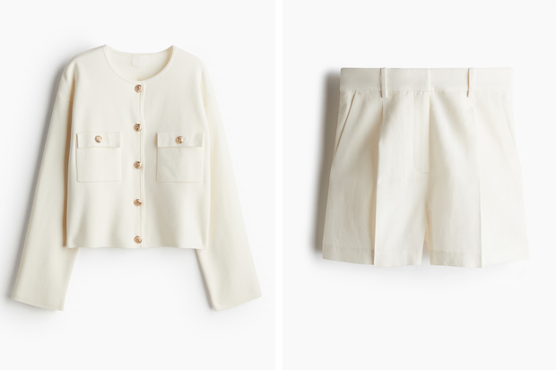 Komplet w chanelowskim stylu z H&amp;M 274,98 złotych (marynarka 164,99 złotych, spodenki 109,99 złotych)