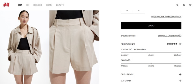 Jasne shorty H&M