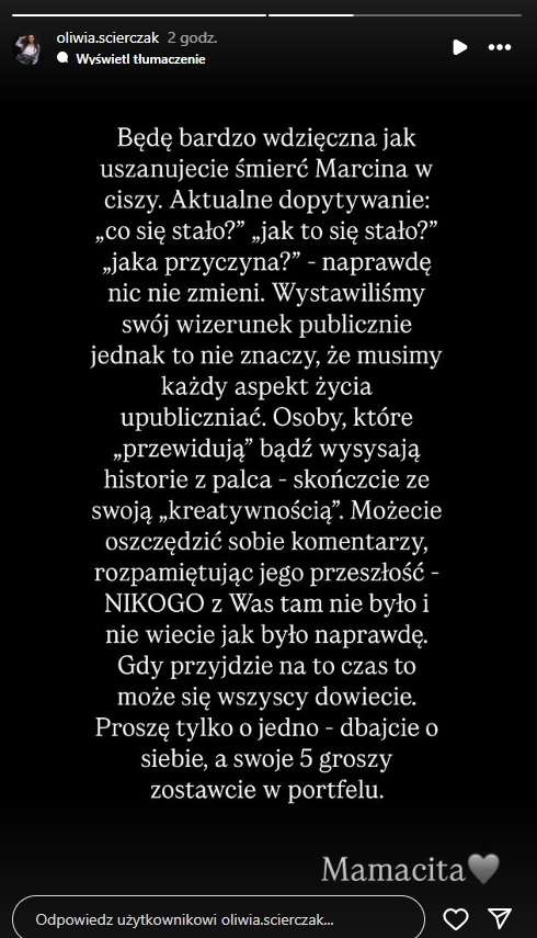 Marcin Leszczyński nie żyje. Oliwia publikuje mocny apel
