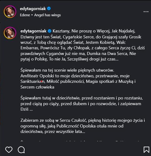 Edyta Górniak pożegnanie z Opolem