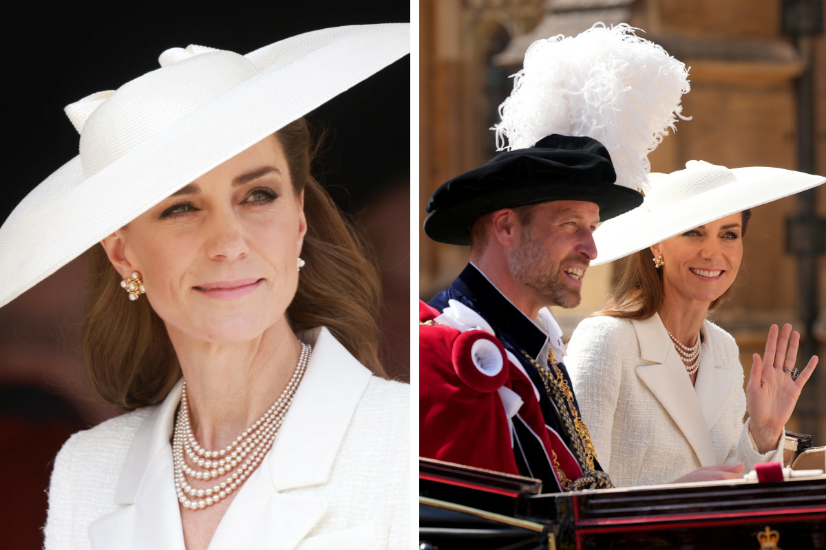 Szykowna księżna Kate na ceremonii Orderu Podwiązki. Jej stylizacja skradła show. Podobną kupisz w Sinsay
