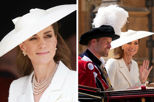 Szykowna księżna Kate na ceremonii Orderu Podwiązki. Jej stylizacja skradła show. Podobną kupisz w Sinsay