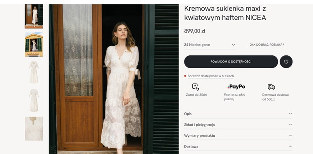 Kremowa sukienka