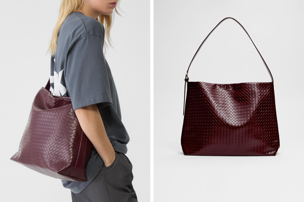 Burgundowa torebka typu shopper ze Stradivariusa za 79,90 złotych