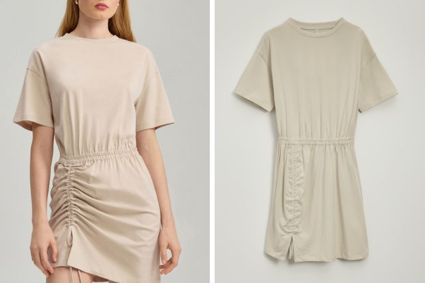 Beżowa sukienka mini w stylu Mariny i Anny Lewandowskej z House za 29,99 złotych