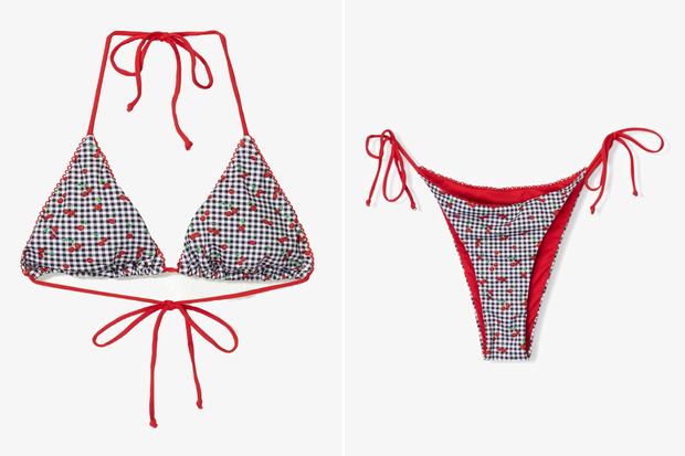 Bikini w wisienki w stylu Anny Lewandowskiej z Bershki za 155,80 złotych (góra 85,90 złotych, dół 69,90 złotych)
